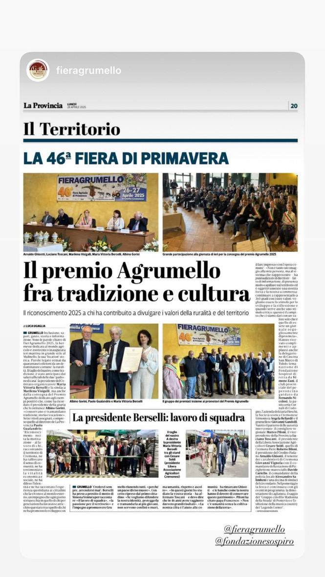 Premio Fiera AGRUMELLO | Cascina San Marco Tidolo